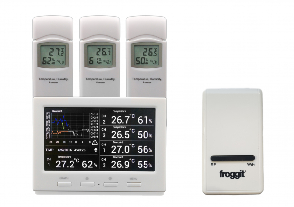 DP1500 Wi-Fi Weather Server USB Dongle incl. 3 x thermo-hygrometer wireless sensor + DL5000 Display unit